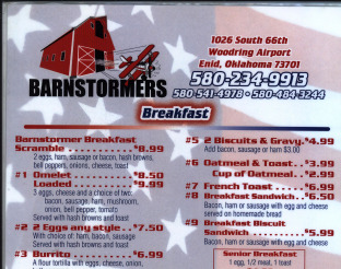 View Barnstormers Breakfast Menu